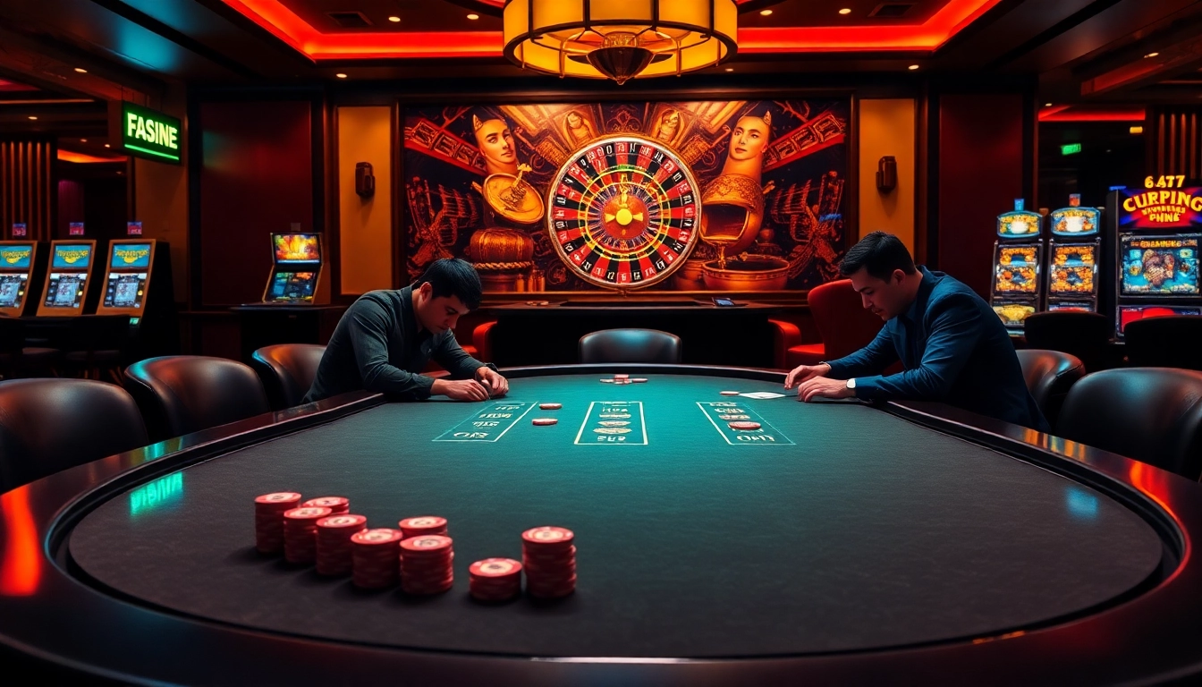 Experience gaming excitement with a luxurious poker table scene from https://f168biz.com/ showcasing players and casino elements.