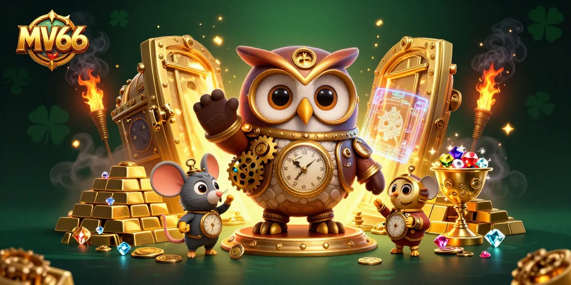 Engage in thrilling adventures at MV66's vibrant casino, featuring a time-traveling owl and treasures galore.