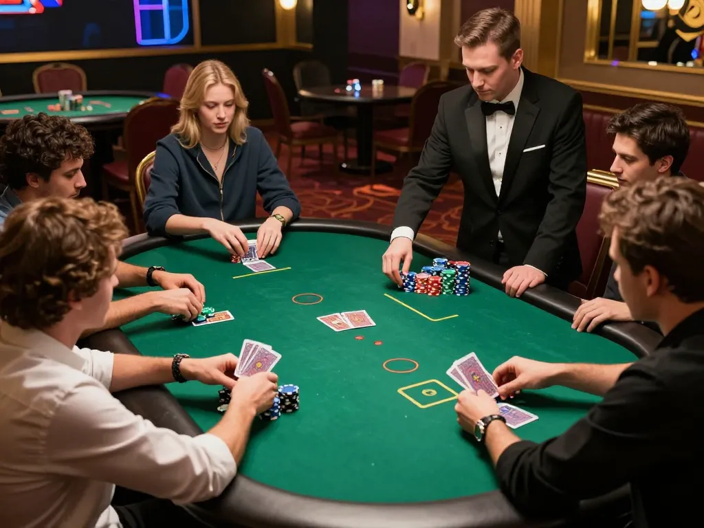 Exciting poker gameplay featuring players at an elegant table with TT88 chips, capturing the thrill of high-stakes competition.