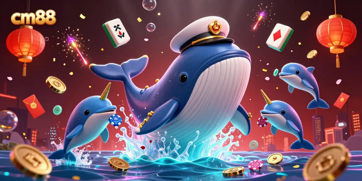 Experience the excitement of cm88 with a vibrant, 3D casino illustration featuring playful characters and dynamic gambling elements.