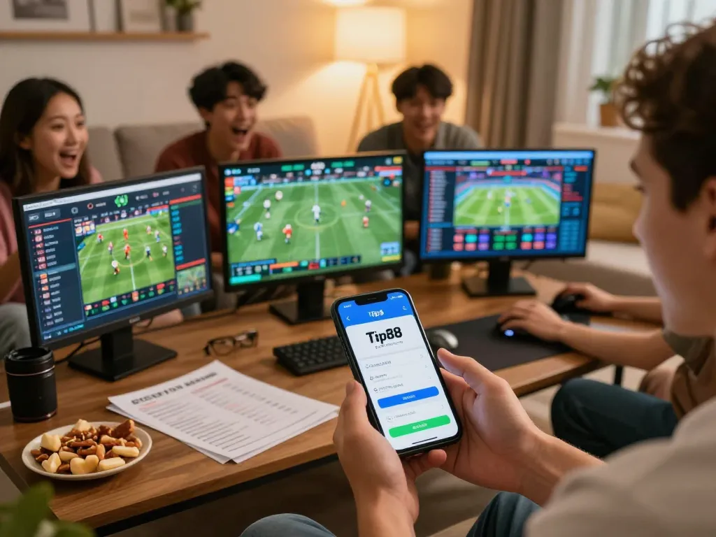 Engage with tip88 sports betting app in a cozy home setting while strategizing.