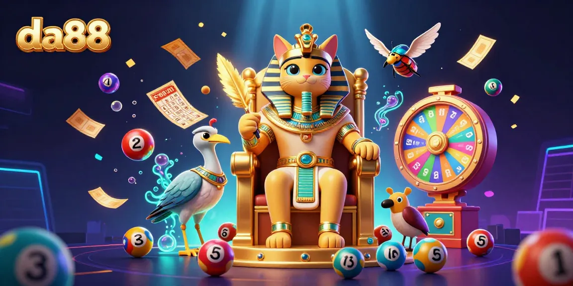 Spin to win big with da88 as the Egyptian pharaoh cat presides over a dazzling casino scene.