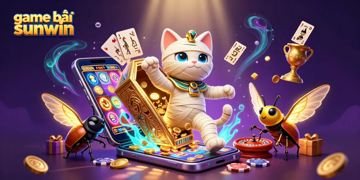Experience game bài sunwin with vibrant characters and iconic casino elements in this stunning illustration.