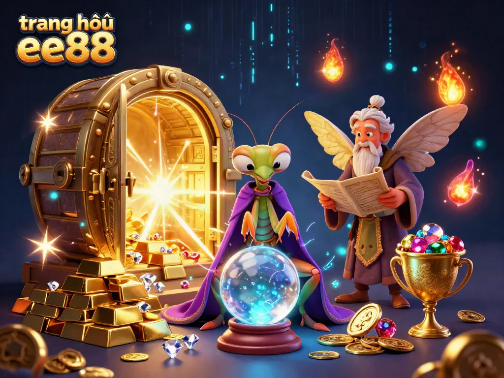 Engage with the magical world of trang chủ ee88 featuring fortune telling and treasures in vibrant 3D illustration.