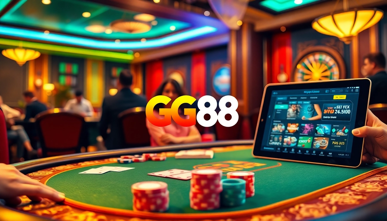 Experience high-stakes play with GG88 at a luxurious casino table filled with excitement.