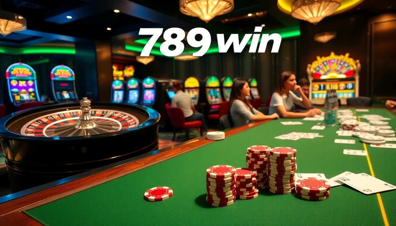 Experience the thrill of gambling at 789win with engaging poker players and vibrant casino tables.