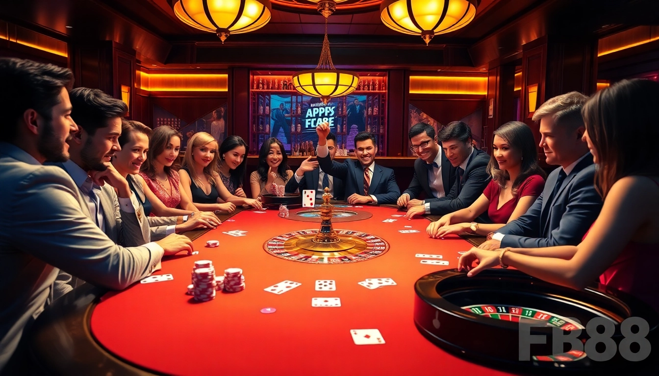 Engaged players at a poker table showcasing the excitement of FB88 gaming.
