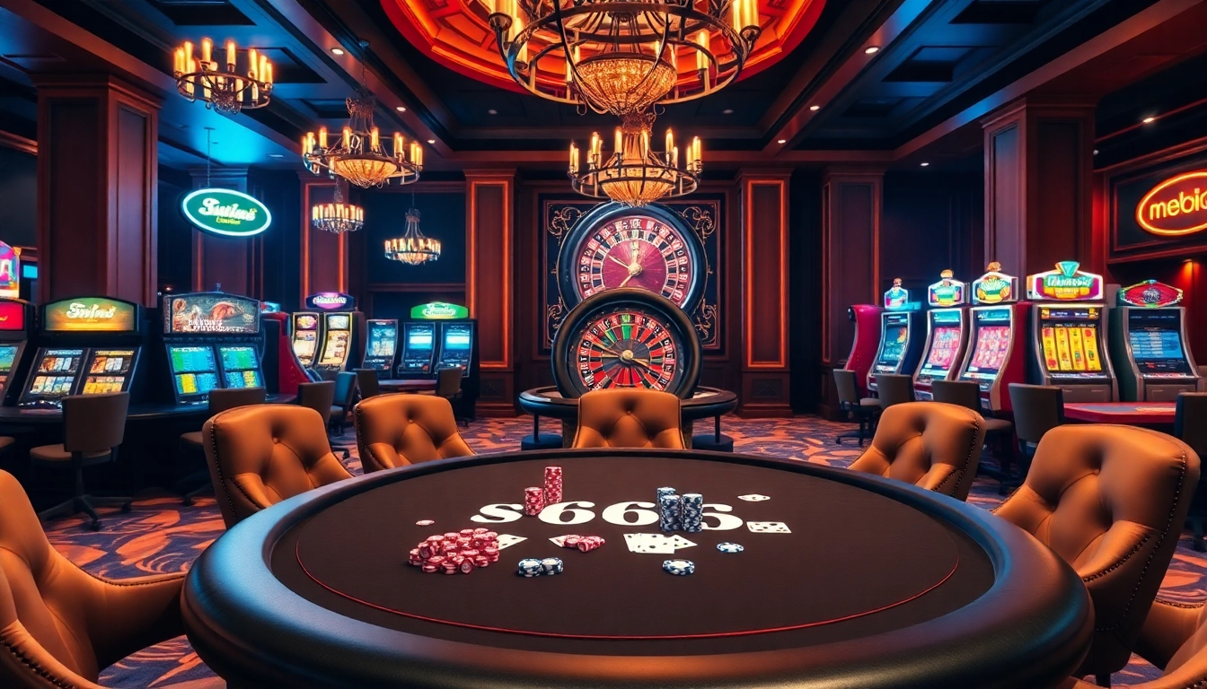 Experience excitement at S666's elegant casino with vibrant gaming elements.