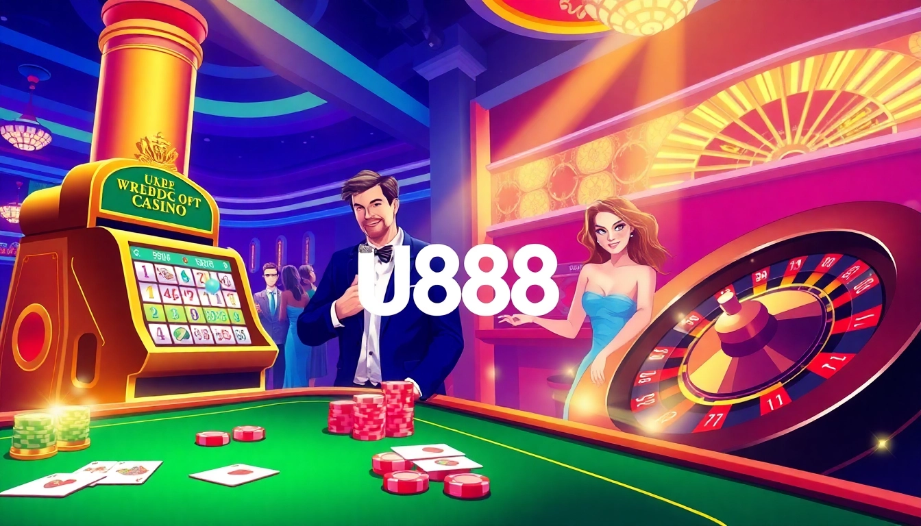 Experience the thrill of gaming at U888 with dynamic casino tables and vibrant slot machines.
