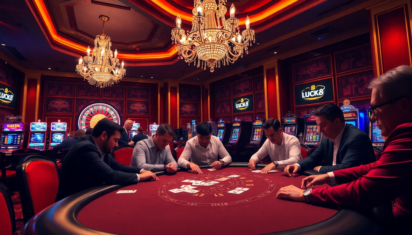 Experience the thrill of LUCK8 at a luxury casino table with vibrant games and excitement.