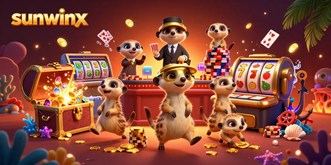 Engage with vibrant sunwinx casino action featuring meerkats amidst gold coins and dynamic game elements.