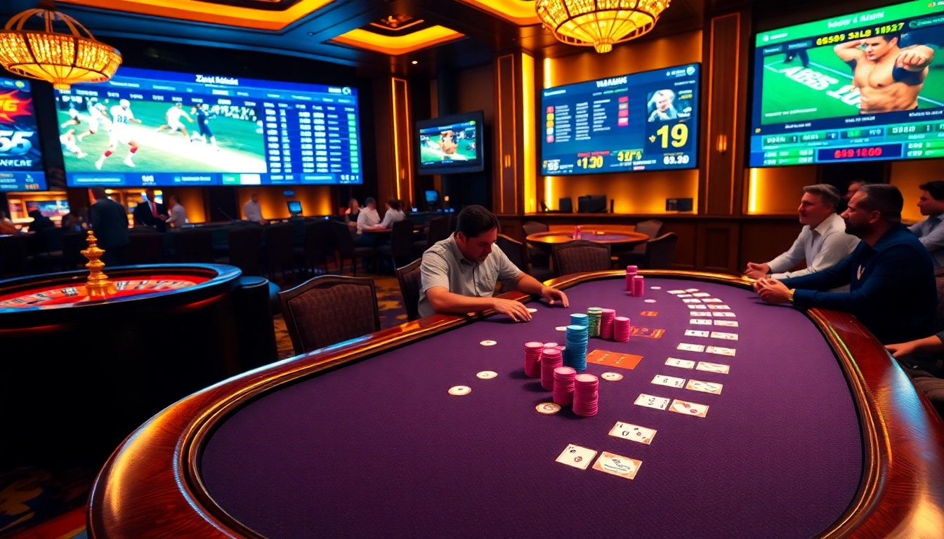 Engaging casino scene showcasing players at https://zk88.club/ poker table with high stakes.
