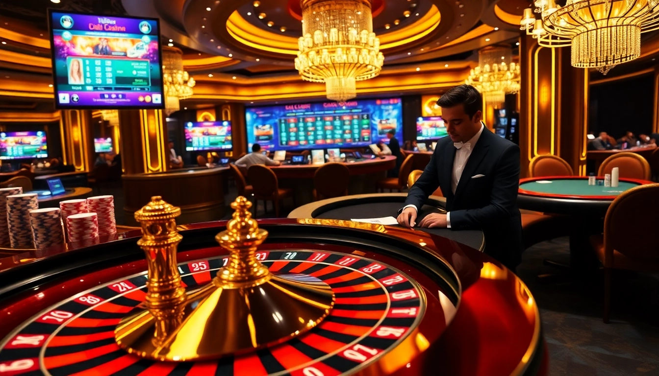 Engaging players enjoying high-stakes gambling at sv66 casino tables with vibrant lights.