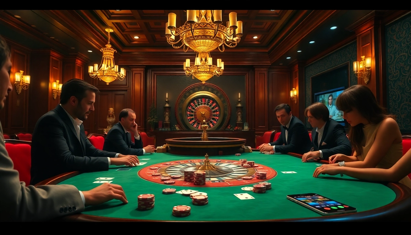 Engaging poker players strategize at a vibrant table at https://www.eejl33.com/ featuring luxury and excitement.