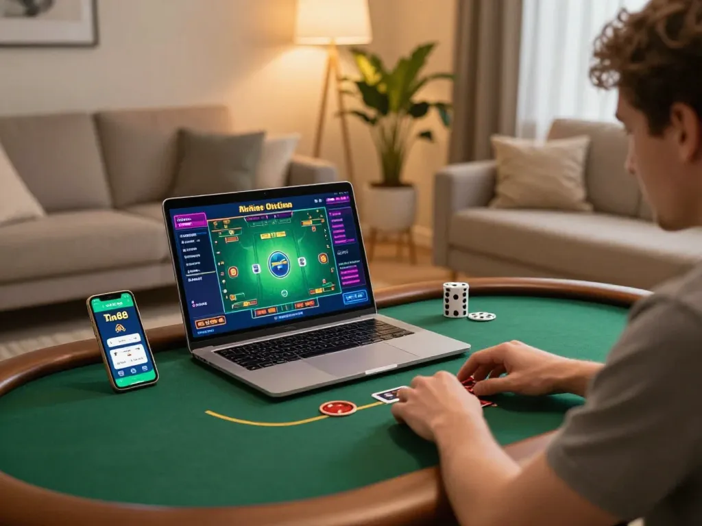 Player enjoying online poker on Tin88 with engaging visuals and strategic gameplay.