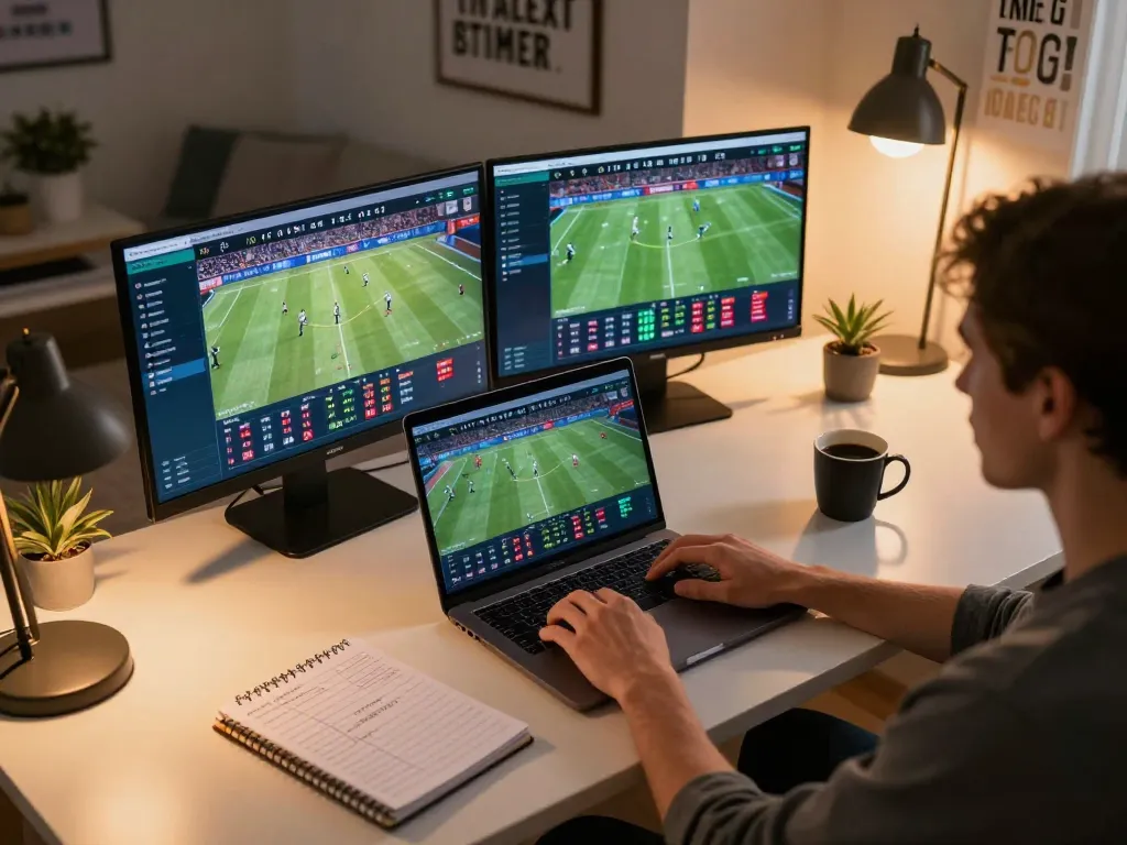 Place strategic bets on fly88's online sports betting interface from a cozy home office