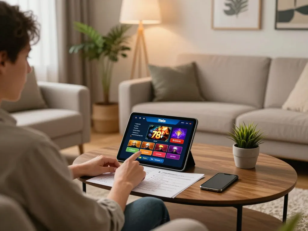 Engage with the 78win online casino app in a cozy home setting for responsible gaming.