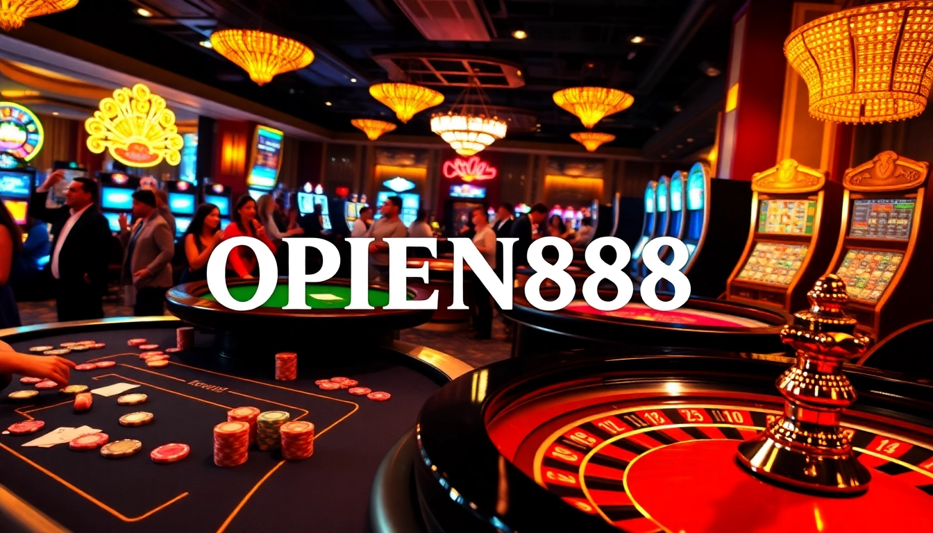 Engaging scene showcasing the excitement of gambling at OPEN88 with casino tables and players.