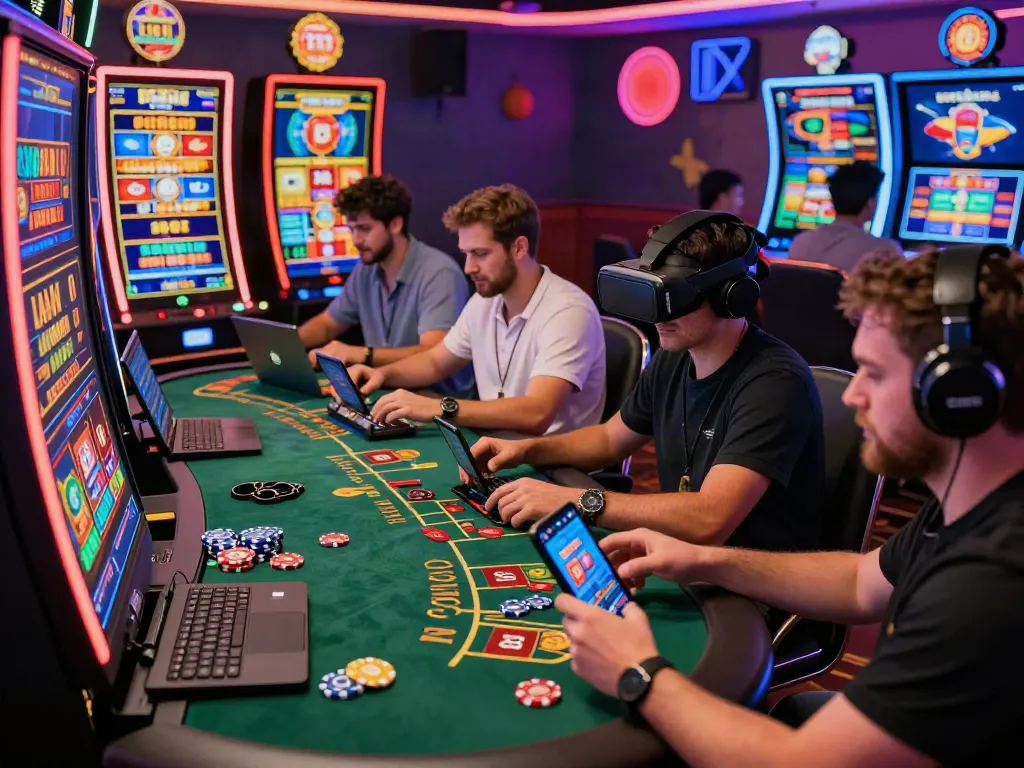 Players enjoying diverse games at online casinos not on GamStop
