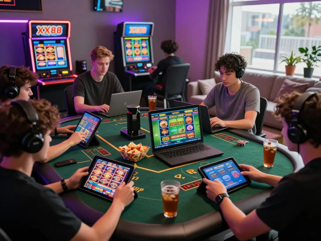 Players engaging at XX88 online gaming platform, showcasing excitement in gambling.