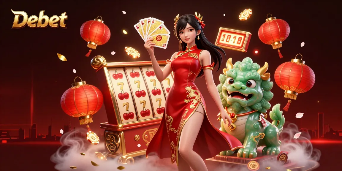 Engage with Debet in a vibrant 3D casino scene featuring gameplay and whirlwind of casino elements.