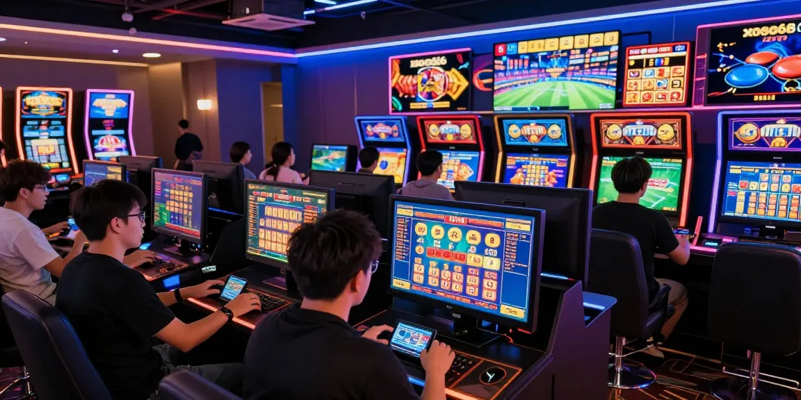 Exciting xoso66 online betting scene with gamers actively engaged in digital lottery and sports betting strategies.