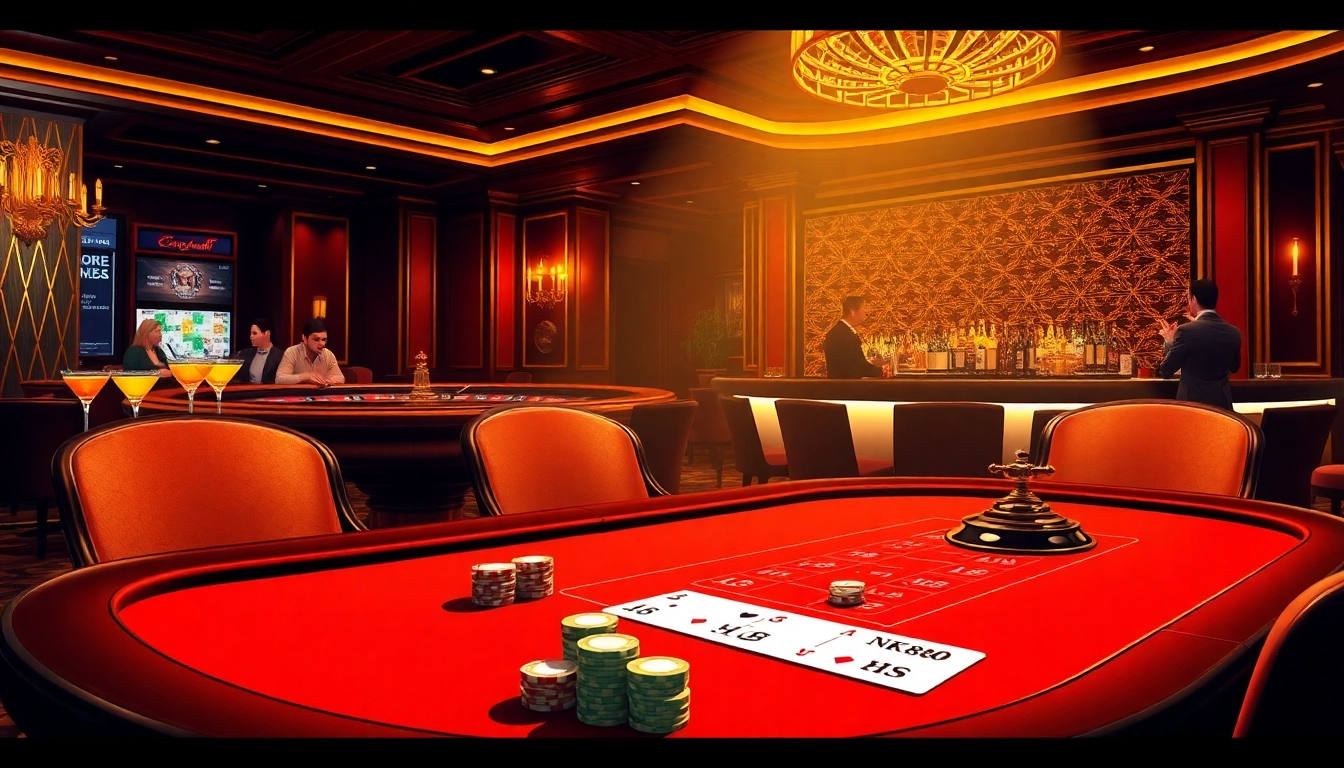 Experience the thrill of NK88 at a luxurious casino poker table, filled with excitement and glamour.