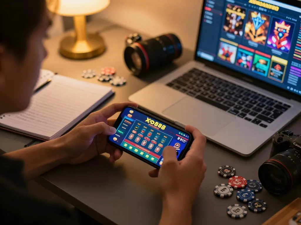 Xo88 mobile gaming session showing a player strategizing while placing bets online