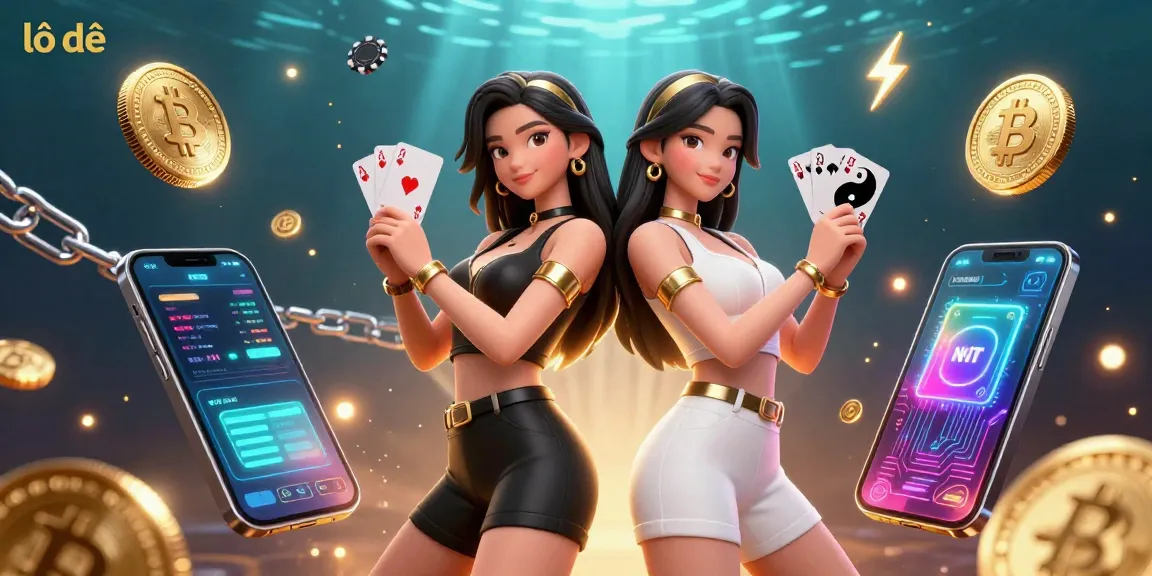 Experience thrilling lô đề betting with twin Asian women showcasing powerful cards amidst vibrant casino elements.