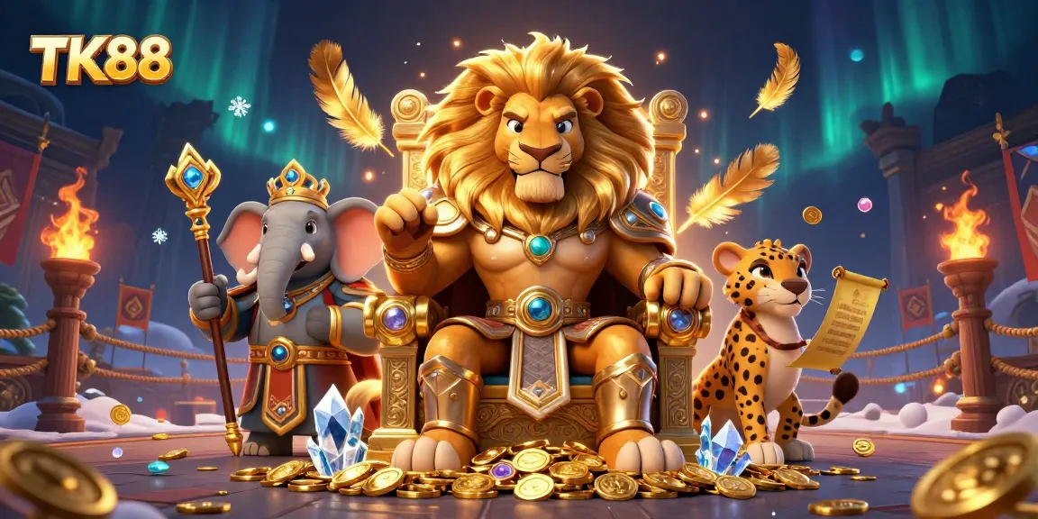 Experience the thrill of gaming at TK88 with vibrant characters and dynamic casino elements.