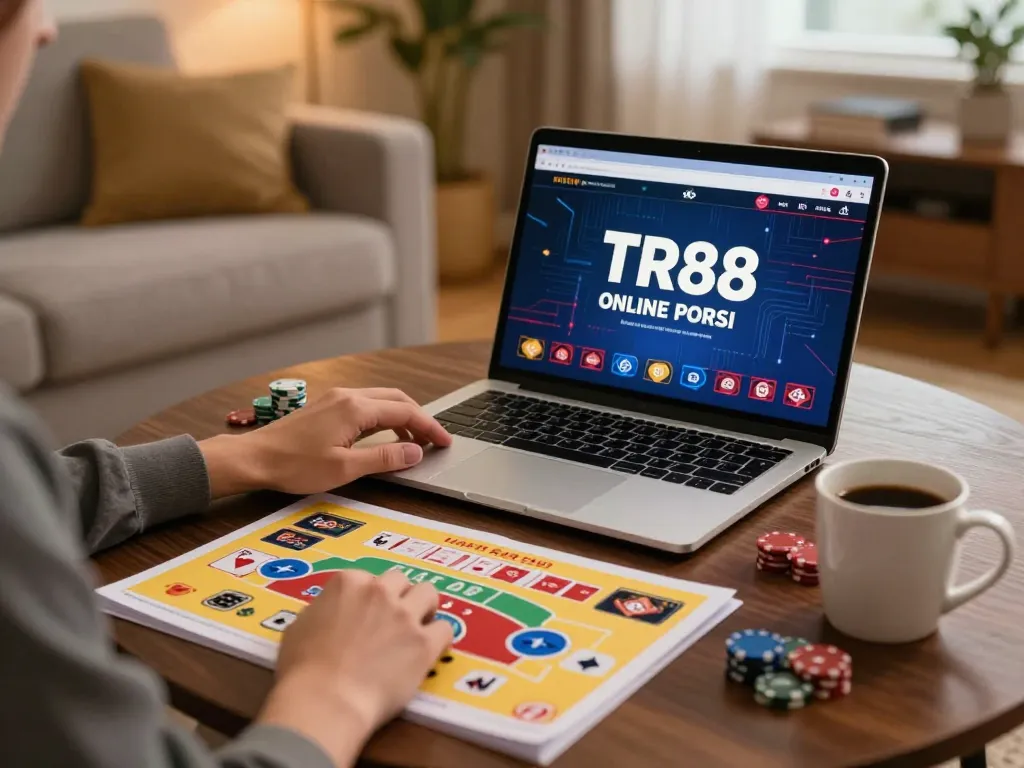 Engaging in TR88 online gambling from a cozy home setup with strategic planning.