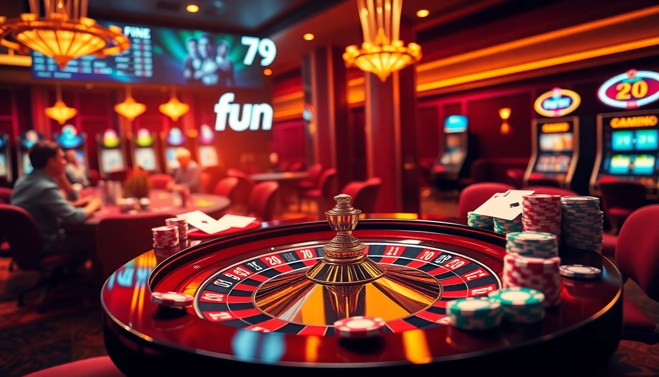 Engaged players strategizing their moves at a luxurious casino table featuring fun79.