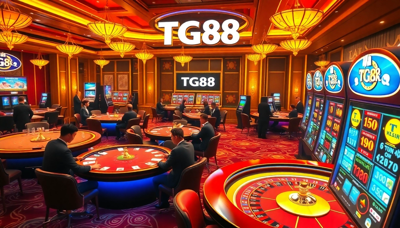 Players enjoying a thrilling game at the TG88 online casino, showcasing excitement.