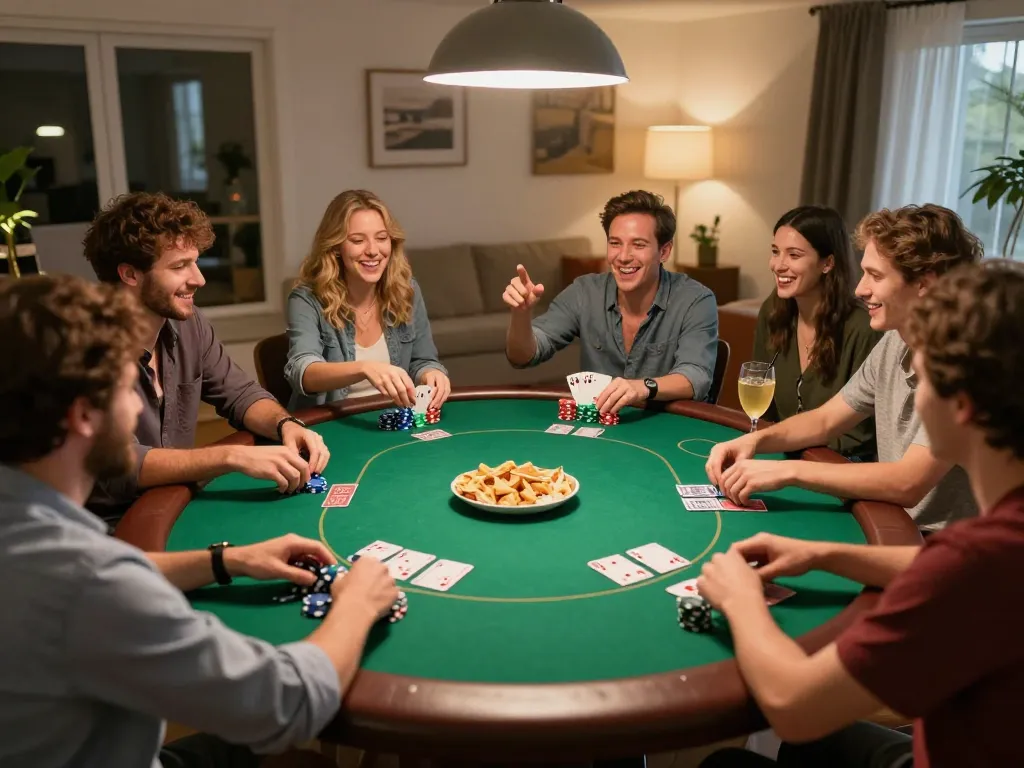 Experience the thrill of poker at home with link vào good88, showcasing friends enjoying friendly competition and strategy.