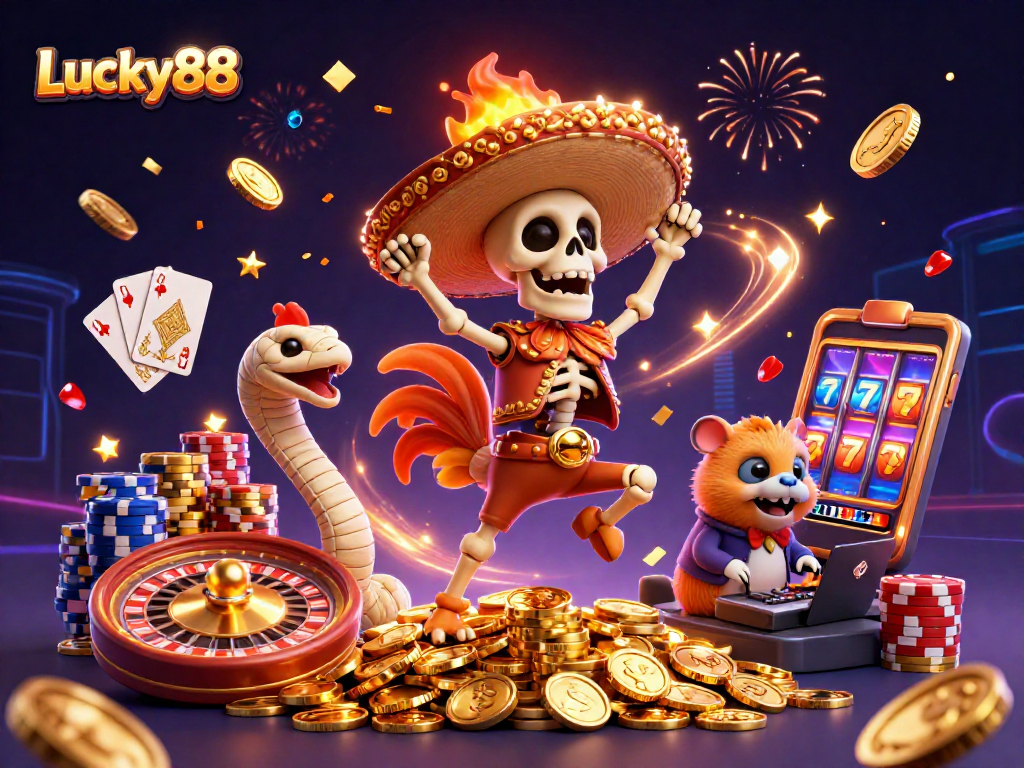 Experience thrilling wins at Lucky88 with iconic characters celebrating gaming success!