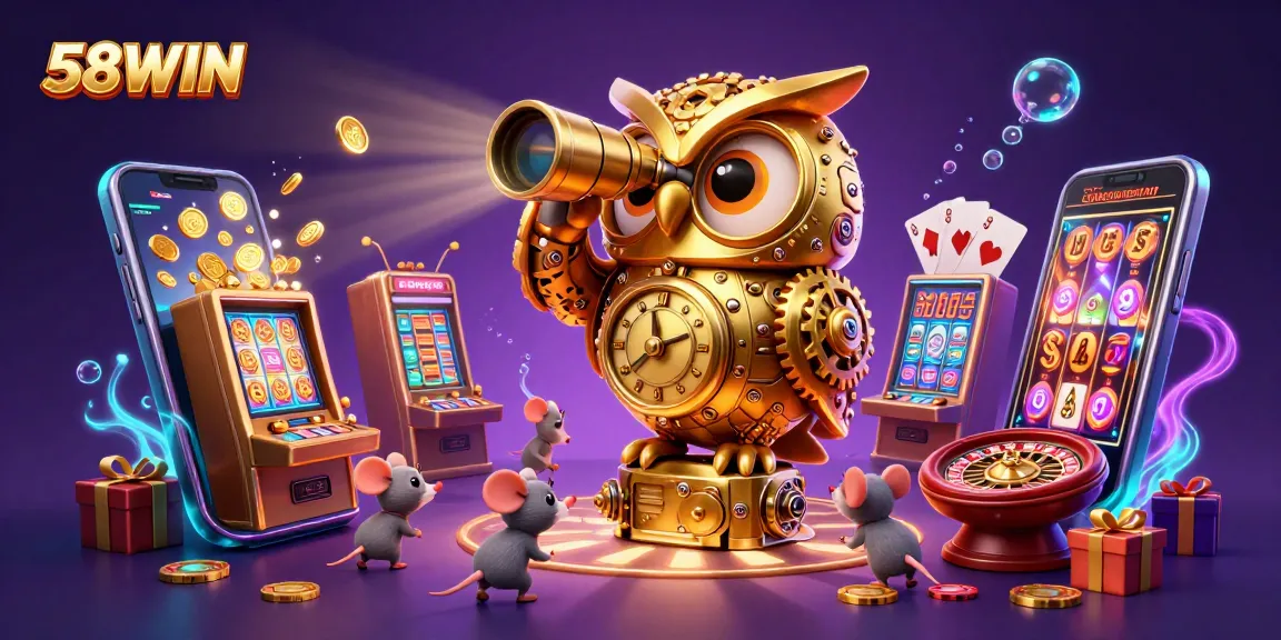 Engage with 58WIN's thrilling casino experience featuring dynamic slot games and charming characters.