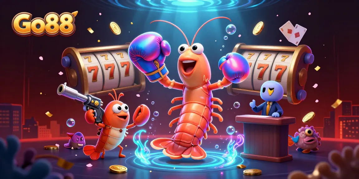 Go88 showcases a vibrant 3D casino scene with animated characters and dynamic game elements.