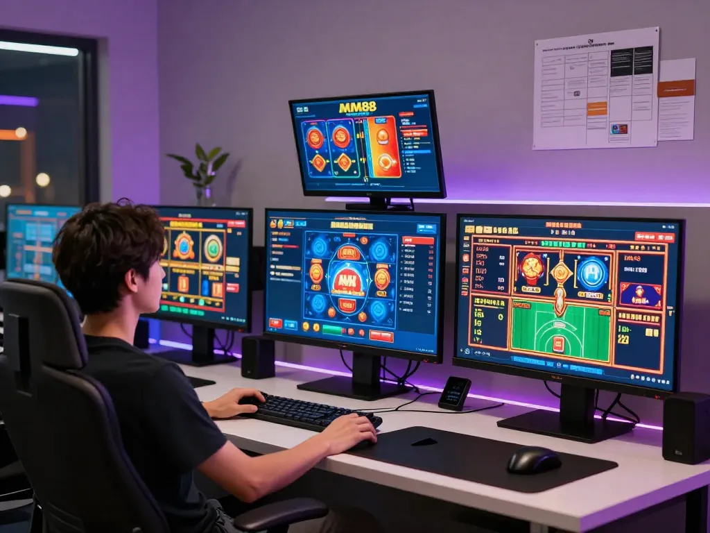 Players engaging with exciting MM88 games on multiple screens during an online gaming session.