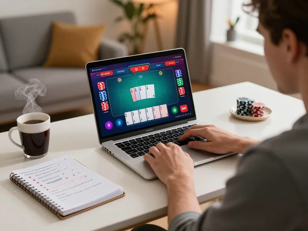 Pemain yang terlibat merencanakan strategi di poker di gg999, menunjukkan pengalaman bermain game online yang imersif.