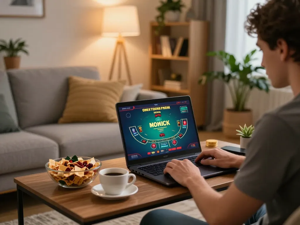 Engaging online gaming action at https://go8.agency/ with player focused on blackjack table.