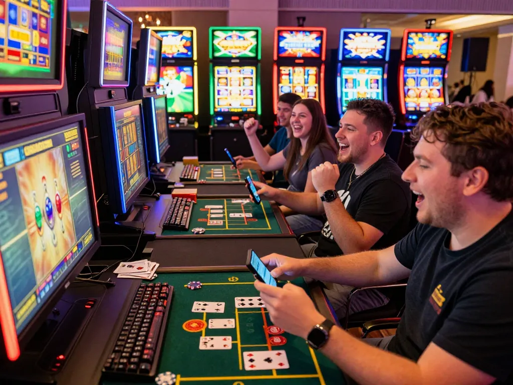 Exciting online gaming experience at okwin with players immersed in live casino action.