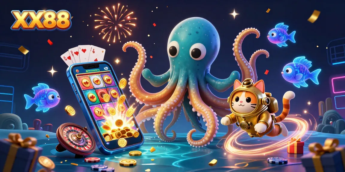 Engage in thrilling slot gaming with XX88 in this vibrant 3D scene featuring golden treasure and dynamic characters.