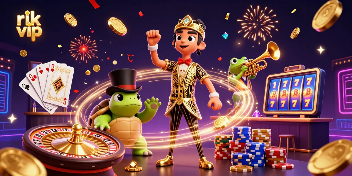 Experience the excitement of rik vip with vibrant gaming characters and sparkling casino elements.