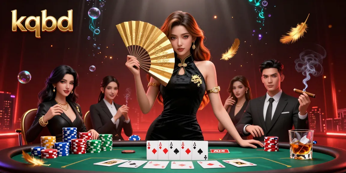 KQBD offers a stunning 3D representation of a beautiful poker scene, capturing the excitement of card games.