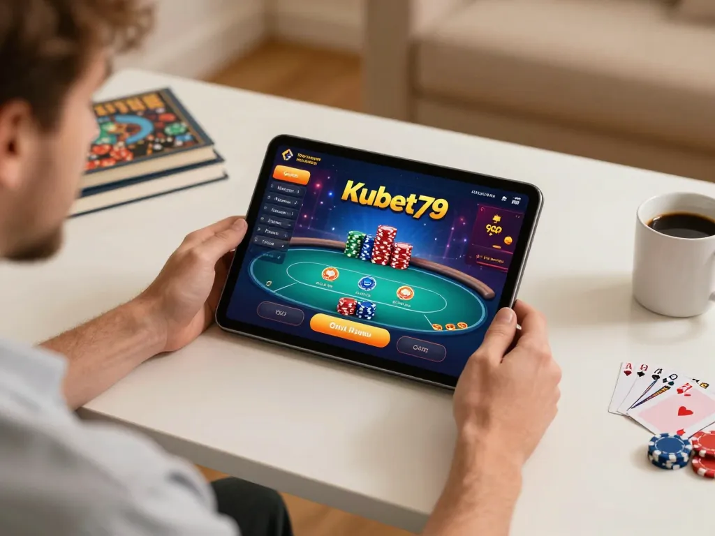 Engaged player exploring kubet79 online poker strategies at home for responsible gaming