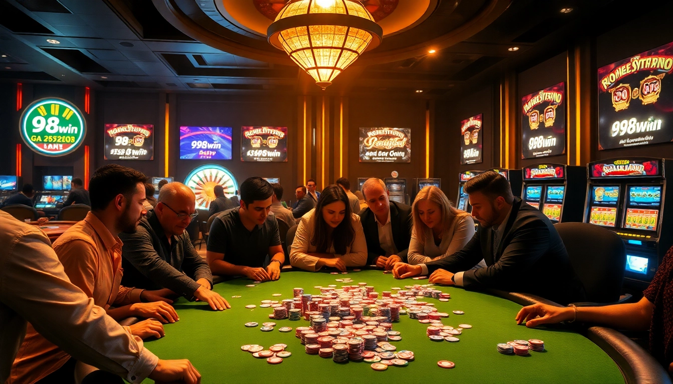 Experience the excitement of high-stakes poker at 98win casino with vibrant gameplay and thrilling atmosphere.