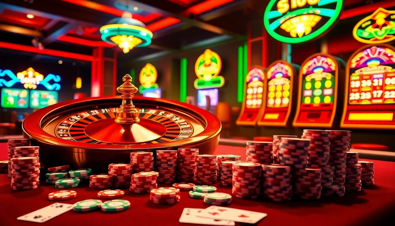 Players engaging with the OK9 Link at a vibrant online casino table filled with chips and cards.