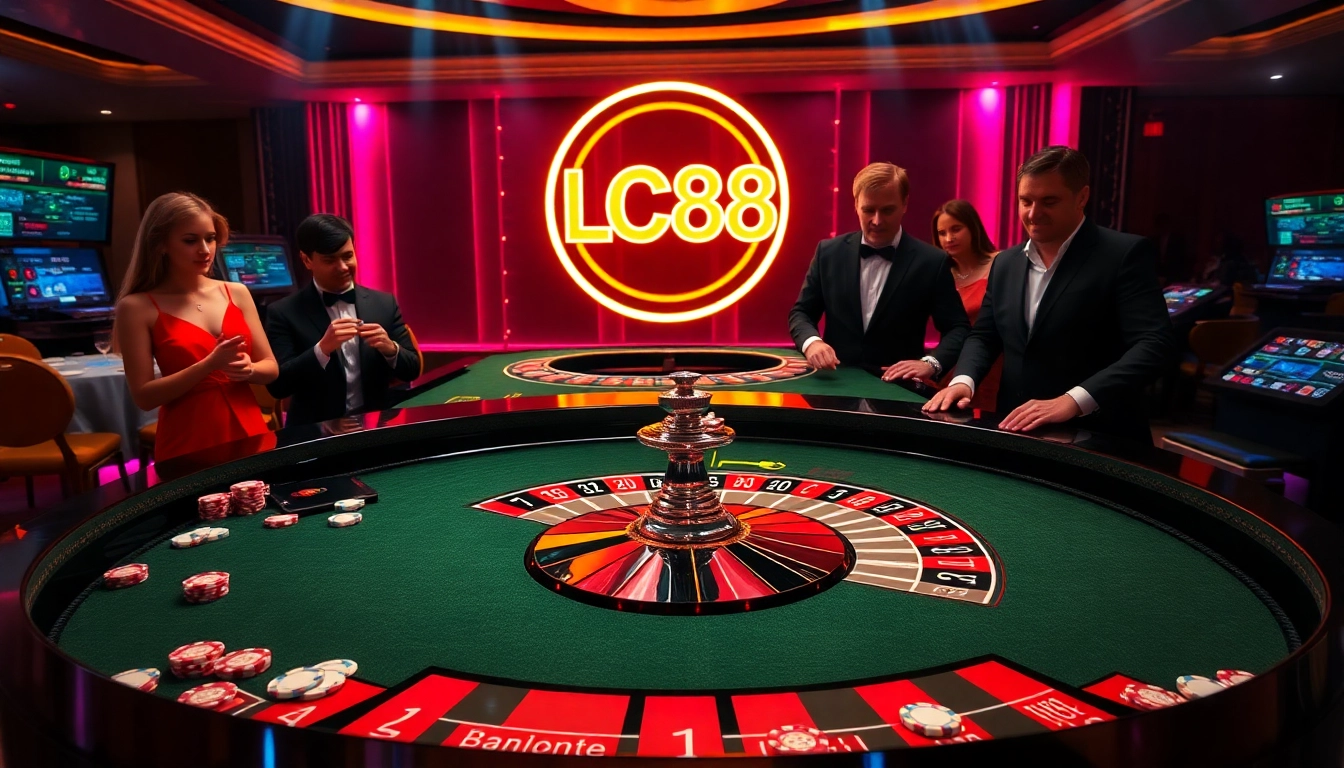 Experience the thrill of betting with LC88 at a luxurious casino table.