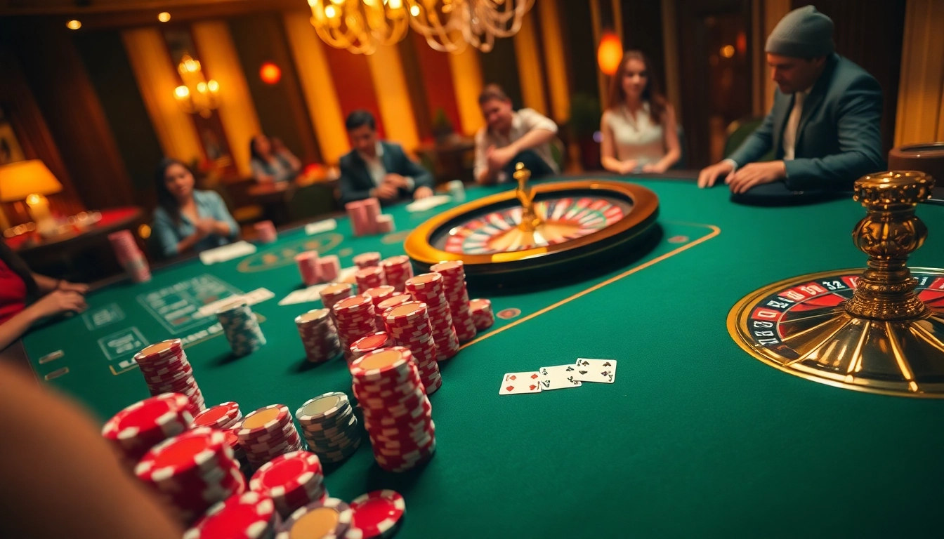 Experience the excitement of gambling at 8DAY.COM with vibrant poker chips and an elegant casino setup.
