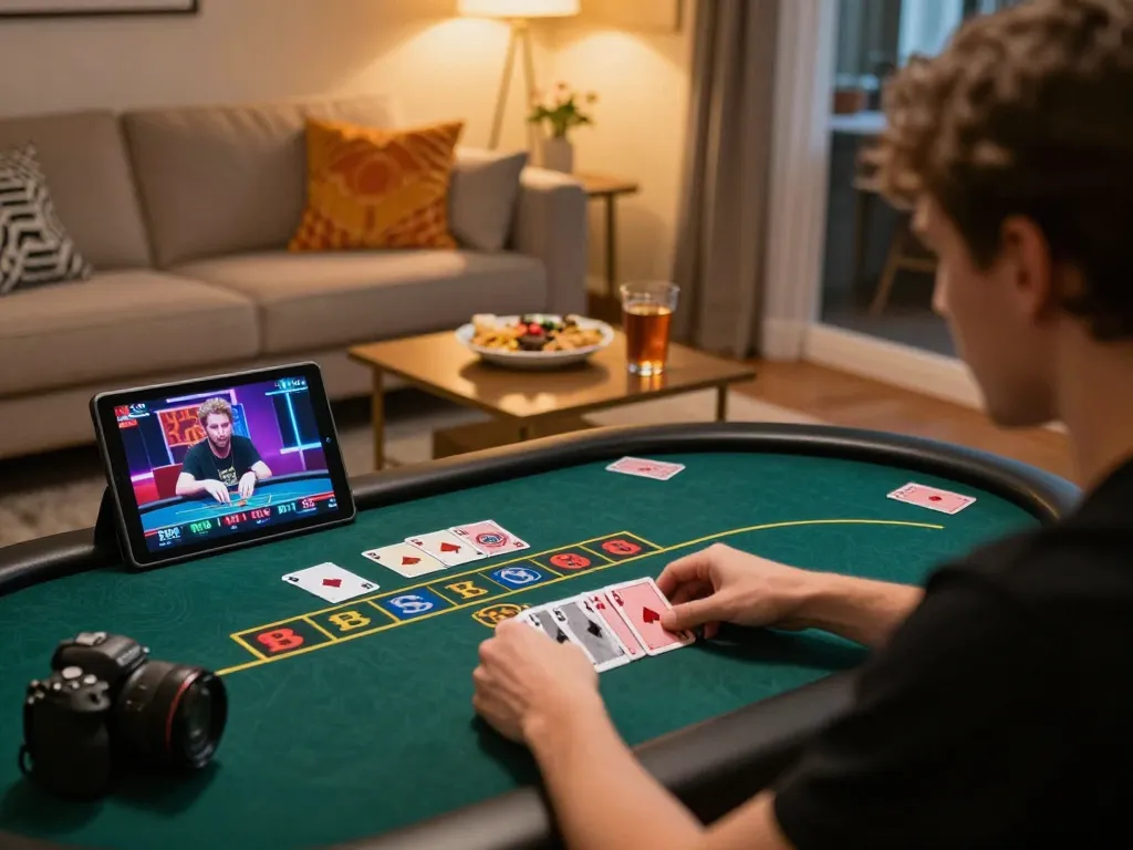 Engaging online poker gameplay at WW88 on a tablet in a cozy setting, enhancing the excitement of betting.